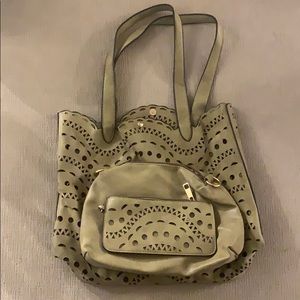 Eyelit toat with wallet and crossbody olive green